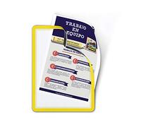 TARIFOLD 194904- Pack 2 Marcos Magnéticos A4 porta documentos y señalización Magneto. Dorso imantado alta sujeción superficies metálicas- marco Amarillo, 2 u