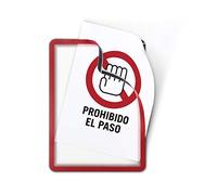 Marco porta anuncios tarifold magneto din a4 dorso adhesivo removible color rojo pack de 2 unidades