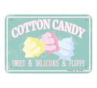 Tarika Cotton Candy Sweet & Delicious & Fluffy Tin 8x12 pulgadas Placa decorativa de aspecto vintage para el hogar, tienda, tienda, citas inspira
