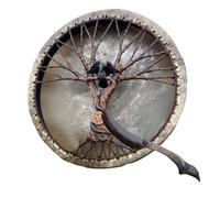 Tarilla curativa de tambor Shaman Tribal | Instrumento de percusión ritual chamánico hecho a mano tambor 'Árbol de la vida'