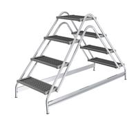 Tarima de trabajo de aluminio MUNK, peldaños de rejilla de acero, ascenso por ambos lados