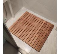 Tarima Ducha Madera Alfombrilla de Madera para Baño, Alfombrilla de Baño para Ducha Interior de 30 40 50 60 70 80 90 100 cm, Plataforma de Listones Antideslizante para Bañera/cocina/entrada(90x100cm(3