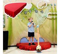 Tarima Escenario Plataforma de Escenario para Actuaciones Infantiles, Tarima Elevadora Pequeña para Cine en Casa, Escenario Modular Semicircular con Faldón para Discursos(RED,100x50cm(39x19.6in))