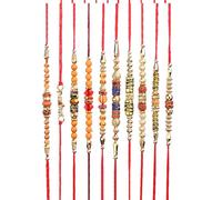 Tarini Gallery Juego de 10 Rakhi para Brother Bhabhi y Bhatija Bhai Bhaiya Raksha Bandhan Rakhi Thread Rakhi con paquete de regalo de tarjeta de felicitación, One Size, Plástico, Sin gemas