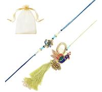 Tarini Gallery Juego de 2 Rakhi y Lumba para parejas Brother Bhaiya Bhai Bhabhi Handmade Bracelet Thread Raksha Bandhan Indian Traditional Festival Gift combo with Greeting Card in Potli Gift Pack