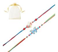 Tarini Gallery Juego de 2 Rakhis para Brother Bhabhi Bhatija Bhaiya Bhai Indian Tradicional Festival Raksha Bandhan Regalo Rakhi Thread Bracelet Rakhee con tarjeta de regalo Paquete de regalo en bolsa
