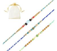 Tarini Gallery Juego de 3 Rakhi para Brother Bhaiya Bhai Bhabhi y Bhatija Indian Tradicional Festival Raksha Bandhan Bracelet Thread Rakhee Dori with Greeting Card Gift Pack in Pouch/Potli Bag, One