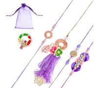 Tarini Gallery Juego de 4 Rakhi Lumba para Bhai BhaiyaBrother Bhabhi y Bhatija Raksha Bandhan, paquete de regalo Rakhi Thread Rakhi en bolsa/bolsa Potli, talla única, Plástico, No es una piedra
