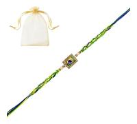 Tarini Gallery Rakhi único para Brother Bhai Bhabhi Bhaiya Bhatija Veer Thread Bracelet Rakhee for Indian Traditional Festival Raksha Bandhan with Greeting Card Gift Pack in Pouch/Potli Bag, One Size