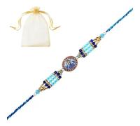 Tarini Gallery Rakhi único para Brother Bhai Bhabhi Bhaiya Bhatija Veer Thread Bracelet Rakhee for Indian Traditional Festival Raksha Bandhan with Greeting Card Gift Pack in Pouch/Potli Bag, One Size