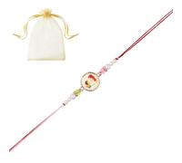 Tarini Gallery Rakhi único para Brother Bhai Bhabhi Bhaiya Bhatija Veer Thread Bracelet Rakhee for Indian Traditional Festival Raksha Bandhan with Greeting Card Gift Pack in Pouch/Potli Bag, One Size
