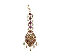 Tarinika Vasudeva Maangtika chapado en oro antiguo con diseño de pavo real, tika india Mang para mujeres y niñas, perfecto para ocasiones étnicas, Bollywood Maang Tikka, M, Metal, Circonia cúbica