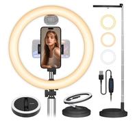 TARION Anillo LED Plegable con Soporte - Anillo de 12" / 30cm Mejorado con Soporte para Teléfono & Zapata Fría Altura y Brillo Ajustables para Streaming/Video Negro Y3