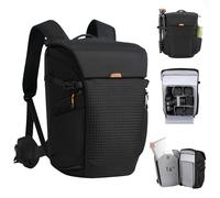 TARION Mochila para cámara Impermeable Profesional - Mochila para cámara Grande Negra con Compartimento para portátil de 16 Pulgadas - Solapa magnética y cinturón y Apertura Lateral y protección