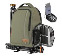 TARION Mochila impermeable para cámara de cámara de gran capacidad con compartimento para portátil de 15 pulgadas, cubierta para lluvia, para mujeres, hombres, fotógrafo, lente trípode, color verde