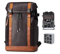 TARION Mochila para cámara réflex profesional, con compartimento para portátil de 14 pulgadas, mochila DSLR para trípode, cámara objetivo con funda protectora para lluvia, marrón, medium, Mochila para