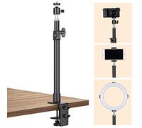 TARION Soporte de luz de Mesa Soporte para cámara con Tornillos de 1/4" para cámaras de luz de Anillo Soporte de Clip en Forma de L para Montaje en Escritorio para fotografías en Directo