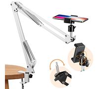 TARION Soporte para teléfono Celular Soporte de Video Brazo articulado Brazo de Soporte Flexible para videografía de fotografía Plana en Vivo (Blanco)