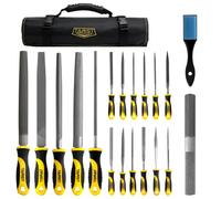 TARIST Juego de limas para metal y madera 19 piezas con bolsa de herramientas. - Juego de limas incluye 12 Limas de Aguja, 4 Limas Metal, Escofina Semirredonda, 4-in-1 Lima y Cepillo de Acero