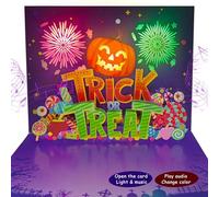 Tarjeta 3D de Halloween de calabaza emergente, con luz y música, para niños, amigos, novio, novia, marido, él, mujeres, calavera, fantasma, sobre