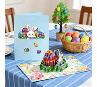 Tarjeta 3D | Huevos de Primavera 3D Y Figuras de Papel Como Recuerdo | Tarjeta de recuerdo | Para Marido, Novia, Madre, Padre, Maestro, Amigos, Familia