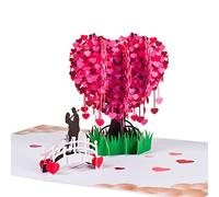 Tarjeta 3D para San Valentín, tarjeta desplegable para cumpleaños, boda, aniversario, compromiso, tarjeta de San Valentín con sobre, árbol del amor