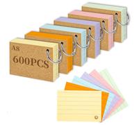 Tarjeta A8, 600 Didácticas Rayadas Con Anillo, Vocabulario Para Aprender de Viaje, Notas Oficina, Escuela, Hogar (Ambos Lados: En Blanco + Línea)