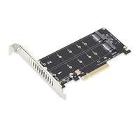 Tarjeta adaptadora con 2 tarjetas de expansión de 32 Gbps, Dual M.2 NVMe SSD a PCIE X8 M Key Hard Drive Converter Reader Tarjeta de expansión, compatible con Full Speed NVME SSD / M.2 PCIE(ph45)