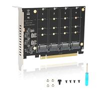 Tarjeta adaptadora, con 4 Tarjetas de expansión, 4 Puertos M.2 NVMe SSD a PCIE X16 M Key Disco Duro Convertidor Lector Tarjeta de expansión, 4 x 32Gbps Velocidad de transmisión(ph44)