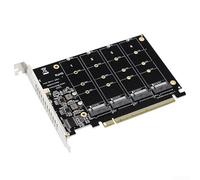 Tarjeta adaptadora de 4 puertos para M 2 NVFor Me SSD a PCIe X16 para expansión de múltiples puertos para transferencia de datos de alta velocidad y perforación de almacenamiento mejorada para Mance