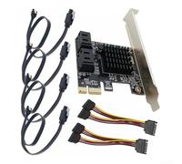 Tarjeta adaptadora de cuatro puertos para controlador SATA Iii para interfaz Pcie X1 para añadir discos duros a PC de escritorio con cables incluidos y soporte negro
