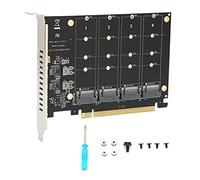 Tarjeta Adaptadora Dual M.2 PCIE, 4 Puertos M.2 NVMe SSD a PCIE X16 M Clave Convertidor de Disco Duro Lector Tarjeta de Expansión PC Tarjeta de Expansión Interna(ph44)