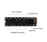 Tarjeta adaptadora M.2NVME-PCI-E X4X8X16PCIE a SATA6Gpbsx6-Port Adapter Card1166M.2MKEY a SATA3.0M.2Riser Card