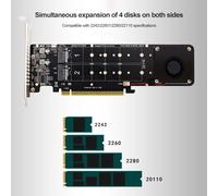 Tarjeta adaptadora PCIe a M2, PCIE 4,0, X16, 4 puertos, M2, NVME, M Key, SSD, 4x32Gbps, M.2, NVME, PCI Express, X16, tarjeta de expansión RAID With 4pcs Heatsink