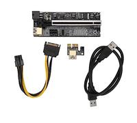 Tarjeta Adaptadora PCIe Riser, 1X a 16X Sensor de Temperatura Dual de 6 Pines Cable de Alimentación USB3.0 Tarjeta Vertical de Minería para Extensión de Gráficos