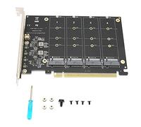 Tarjeta Adaptadora PH44, SSD NVMe M.2 de 4 Puertos a Convertidor de Disco Duro PCIE X16 M Key, Tarjeta de Expansión de Lector de Estructura Firme con 4 Indicadores LED, para PC(ph44)