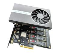 Tarjeta adaptadora Quad PCIe4.0 NVMe M.2 SSD, tarjeta PCI Express 4.0 x8, compatible con 4X M.2 NGFF PCIe NVMe SSD para Mac y PC (interruptor IX8024), compatible con placa base sin bifurcación (3005K)