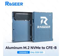 Tarjeta adaptadora RAGEER de aluminio M.2 2230 NVMe SSD a CFExpress tipo B (compatible con Canon R3/R5C vs Nikon Z6/Z7/Z8/Z9/D6) 2230 NVMe to CFE-B