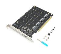 Tarjeta adaptadora SSD NVMe M.2 de 4 Puertos a PCIE X16 Clave M4 32Gbps Lector Convertidor de Disco Duro Tarjeta de expansión Soporte Protocolo NVME M.2 Equipo SSD/M.2 PCIE(ph44)
