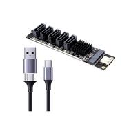 Tarjeta Adaptadora TYPE-C A SATA3.0 de 5 Puertos Tarjeta Vertical JM575+JMS580 SATA3 6Gbps USB10G Chasis Servidor PC Expansión de Computadora