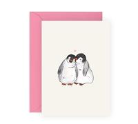 Tarjeta aniversario de pingüino - Corazón - Tarjeta del día de San Valentín para novio novia - Dulces regalos románticos para él su marido esposa - Viene con pegatinas - por central 23