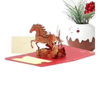 Tarjeta Año Nuevo Chino Caballo - Tarjeta 3D Pop-Up Con Sobre, Año Del Caballo 2026 | Familia Amigos Hombres Niños Hogar Vacaciones Áño Nuevo Interior