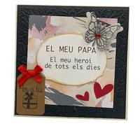 Tarjeta Artesanal Día del Padre con Mariposa y Corazones, Postal Decorativa para Papá
