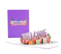 Tarjeta artesanal en 3D con efecto pop-up, Tarjeta de felicitación bienvenida emergente 3D for recién llegados a la empresa
