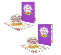 Tarjeta artística plegable con cesta de flores, delicada tarjeta de felicitación pastoral de cumpleaños para coleccionista, papel hecho a mano