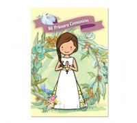 Tarjeta comunion Beige niña