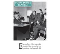 Tarjeta con texto en inglés On the Ceiling, Sorry You're Leaving, Sorry to See You Go, Good Bye & Good Luck, Leaving Card