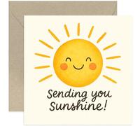 Tarjeta con texto en inglés "Sending You Sunshine", "Get Well Soon", regalo de condolencias para ella, tarjeta cuadrada, interior en blanco con sobre