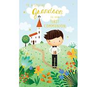 Tarjeta con texto en inglés «To A Special Grandson On Your First Holy Communion»