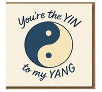 Tarjeta con texto en inglés "You're the Yin to My Yang", bonita tarjeta de amor/aniversario para pareja, novio o novia, diseño minimalista de Yin Yang, relación romántica